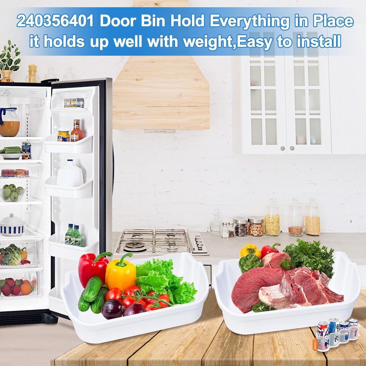 [2 PACK] UPGRADED 240356401 Refrigerator Door Bin Compatible with Frigidaire Door Shelf Replacement Parts FFHS2611PFEA FFSS2614QE6A FFHS2611LBPA FFSS2614QS4A AP2116036 PS430121 Refrigerator Door Shelf