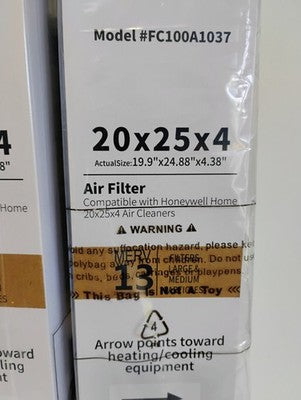 For Honeywell - Pleated Filter 20" x 25" x 4" MERV 13 213 (2 Pack)