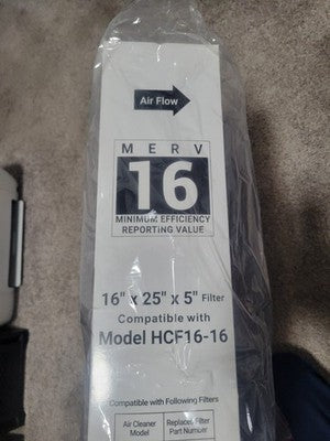 6672  (2-Pack) 16" x 25" x 5" HCF16-16, Air Filter, MERV 16 NEW