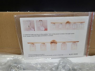 35" Modern 5-Light Bathroom Vanity Light Wall Fixture Glass Shade Mirror