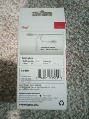 Rosewill iPhone Fast Charger Cable, USB-A to iPhone Cable 6FT