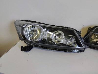 For 2008-2012 Honda Accord Sedan Black Headlights Clear Corner Headlamps Pair