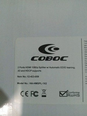 Coboc 2 Port HDMI Amplified Powered Splitter HA-HMSPL-1X2