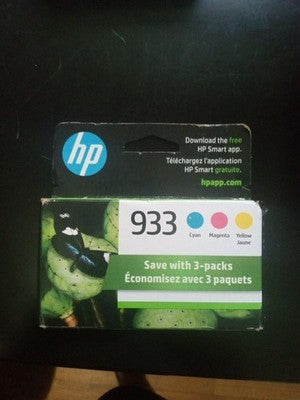 HP Genuine 933 3-pack Cyan/Magenta/Yellow Original Ink Cartridges EXP 2023