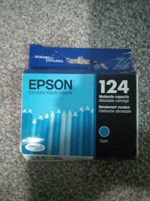 Epson 124 Ink Cartridge cyan Open Box Sealed Cartridge Exp 10/2021