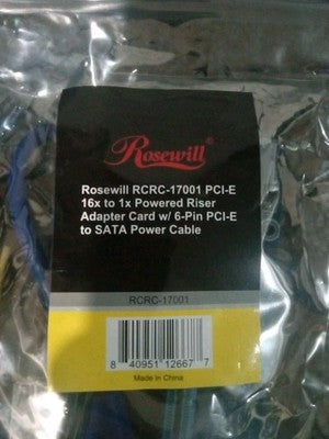 Rosewill RCRC-17001 PCI-e PCI Express 16x to 1x Riser SATA Power Cable Adapter