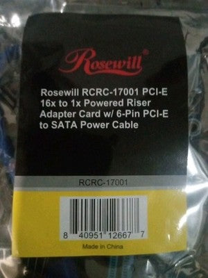 Rosewill RCRC-17001 PCI-e PCI Express 16x to 1x Riser SATA Power Cable Adapter