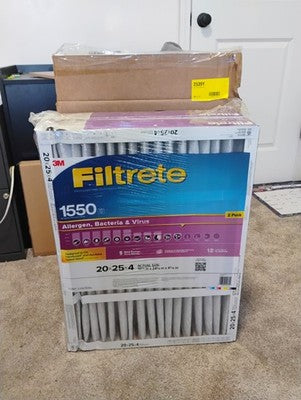 3M Filtrete 20x25x4 MERV 12 Air Filter, MPR 1550, Allergen & Virus, 2-Pack