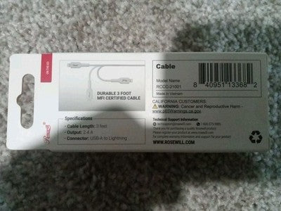 Rosewill iPhone Fast Charger Cable, USB-A to iPhone Cable 3FT