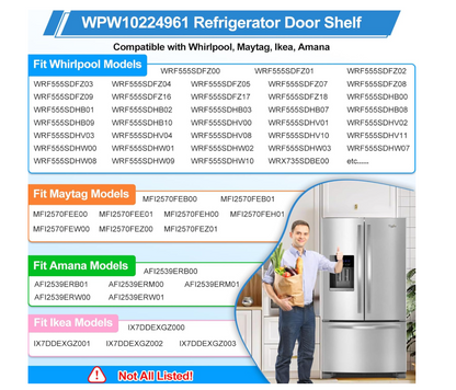 2 Pack WPW10224961 W10224961 Refrigerator Door Bin Shelf Whirlpool Maytag Right