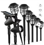 8 Led Solar Outdoor Path Light Kit Black Pathway Lights 6PC + 2PC Spotlight