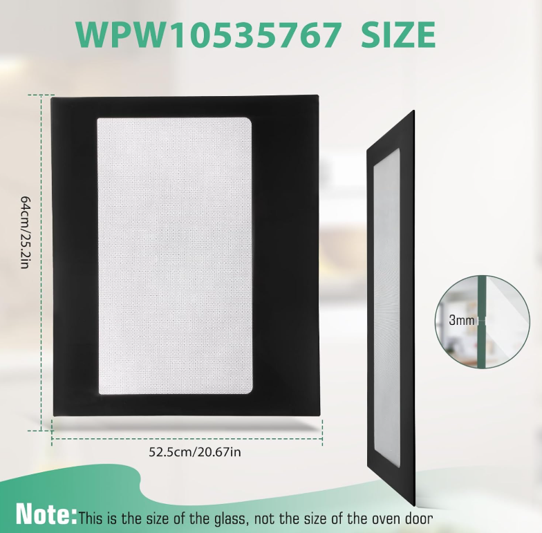 Replacement Inner Door Glass For Whirlpool Range # W10535767 WPW10535767