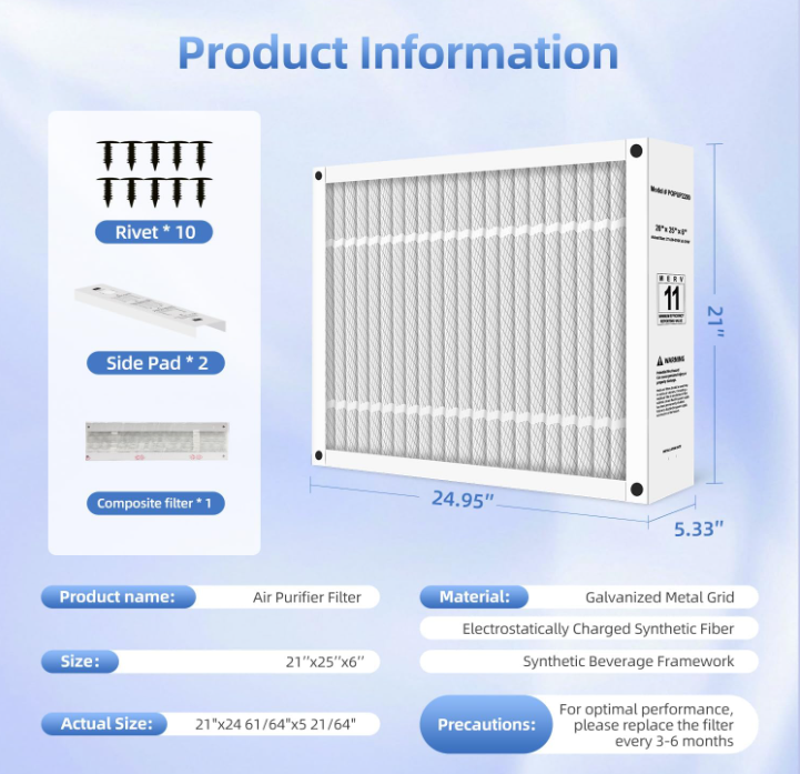 2 Pack Honeywell POPUP2200 20x25x6 in MERV 11 Replacement Filter for Aprilaire