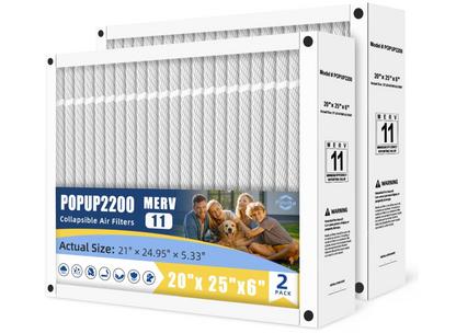2 Pack Honeywell POPUP2200 20x25x6 in MERV 11 Replacement Filter for Aprilaire