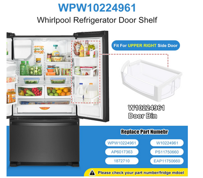 2 Pack WPW10224961 W10224961 Refrigerator Door Bin Shelf Whirlpool Maytag Right