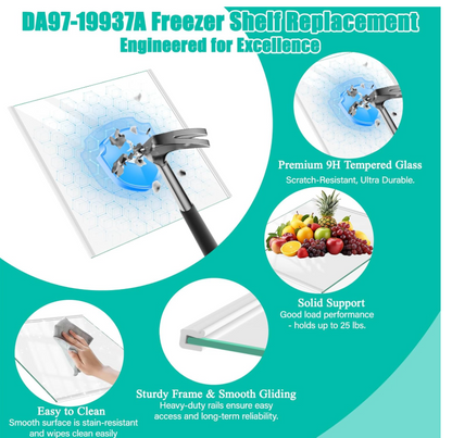 DA97-19937A Refrigerator Glass Shelf For Samsung RS22T5201SR/AA RS22T5561SG