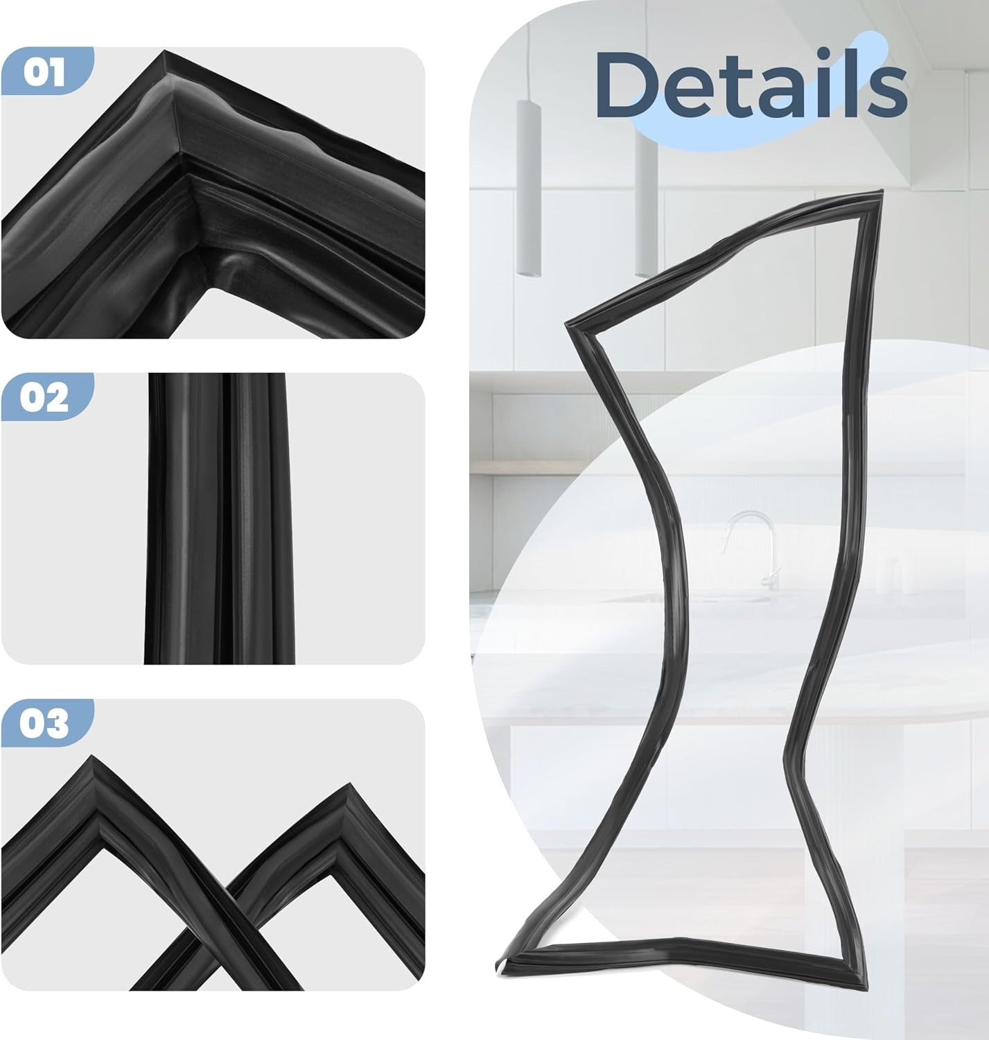 W10830055 Refrigerator French Door Gasket Seal Compatible with Whirlpool Refrigerator Freezer W10163991 W10191105 W10443238 AP6027230 Appliance Gasket Ap Door Ref Fd Replacement Only Black