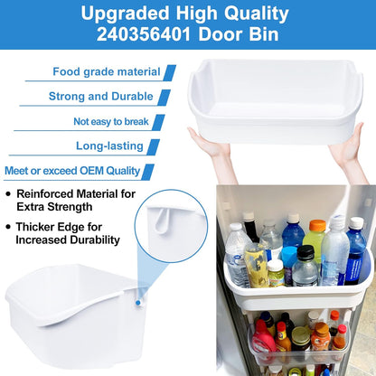 [2 PACK] UPGRADED 240356401 Refrigerator Door Bin Compatible with Frigidaire Door Shelf Replacement Parts FFHS2611PFEA FFSS2614QE6A FFHS2611LBPA FFSS2614QS4A AP2116036 PS430121 Refrigerator Door Shelf
