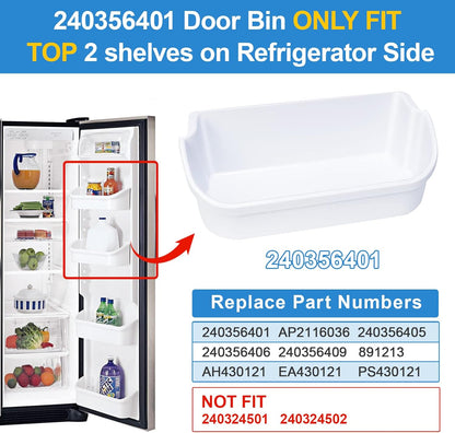 [2 PACK] UPGRADED 240356401 Refrigerator Door Bin Compatible with Frigidaire Door Shelf Replacement Parts FFHS2611PFEA FFSS2614QE6A FFHS2611LBPA FFSS2614QS4A AP2116036 PS430121 Refrigerator Door Shelf