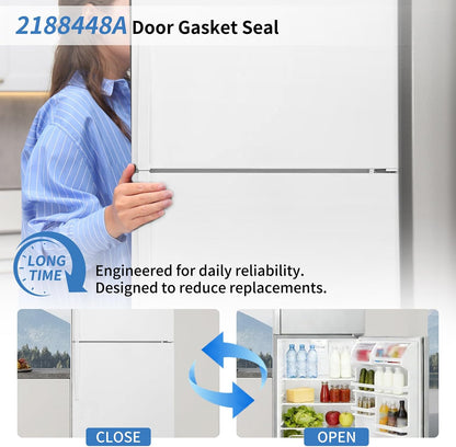 2188448A Refrigerator Door Gasket for Whirlpool Roper Kenmore Estate Inglis Crosley Amana Magic Chef Fridge Door Seal Gasket Replacement Part Replaces 2162642, AP3092353, PS328691, EAP328691