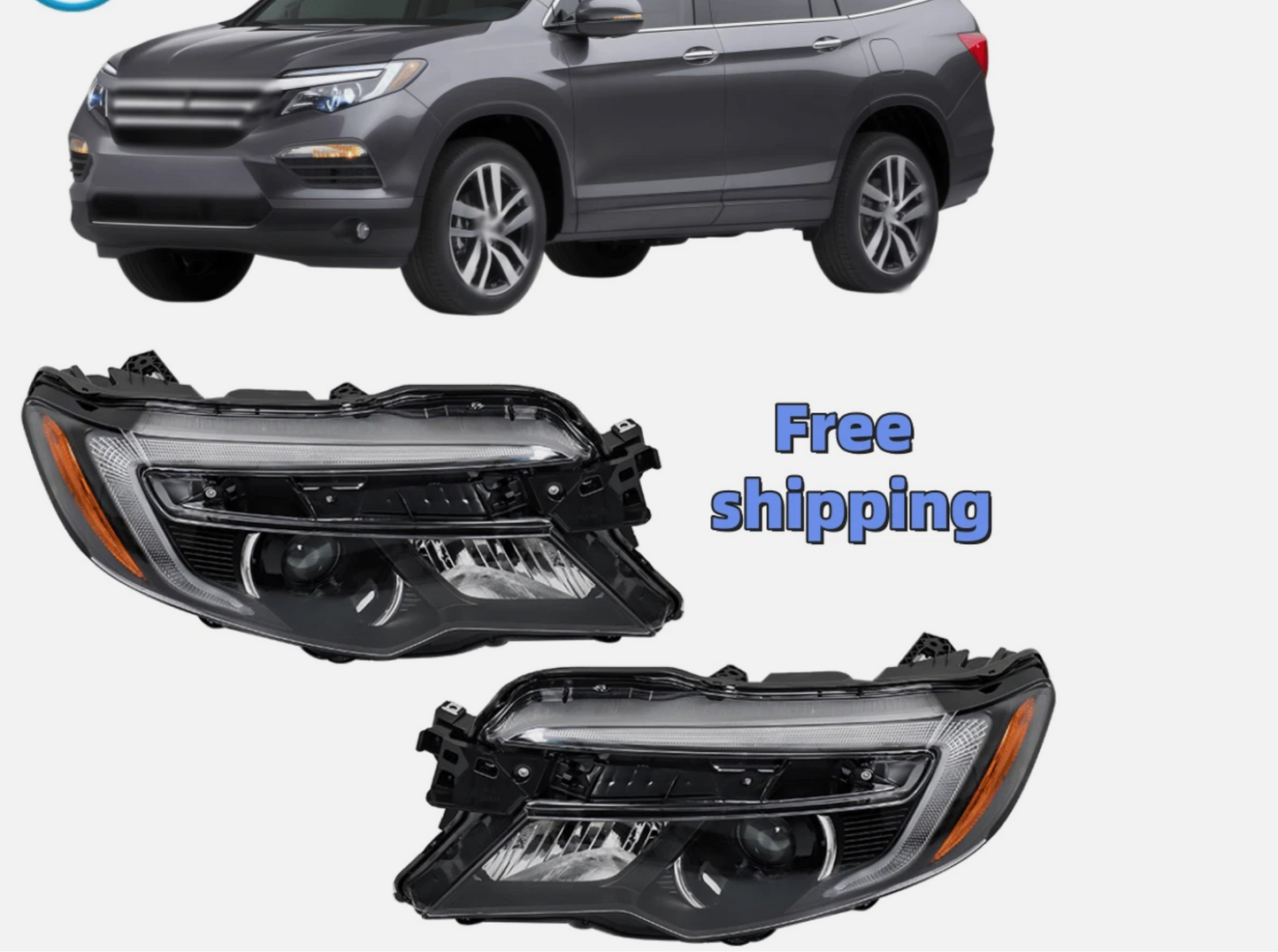 For 2016-2018 Honda Pilot/2017-2020 Ridgeline Halogen W/ DRL Headlights Headlamp