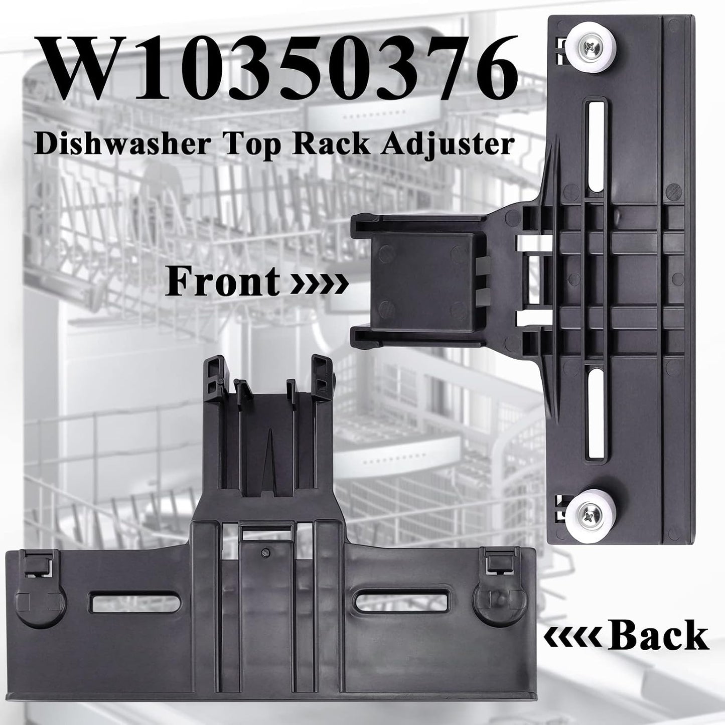 W10350376 Dishwasher Top Rack Adjuster Part Repair Kit (10Pcs) with Upgraded W10195840 & W10195839 & W10250160 & W10508950 Upper Parts Replacement for Whirlpool Kenmore Dishwasher