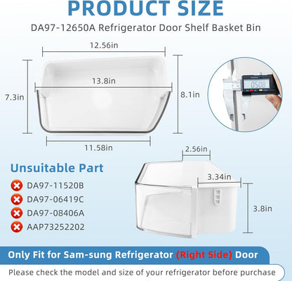DA97-12650A, DA63-06963A, DA63-07104A (Right Side) Refrigerator Door Shelf Bin Basket Compatible with Sam-Sung Refrigerator RF260, RF261, Rf263Beaesr Door Shelves - by