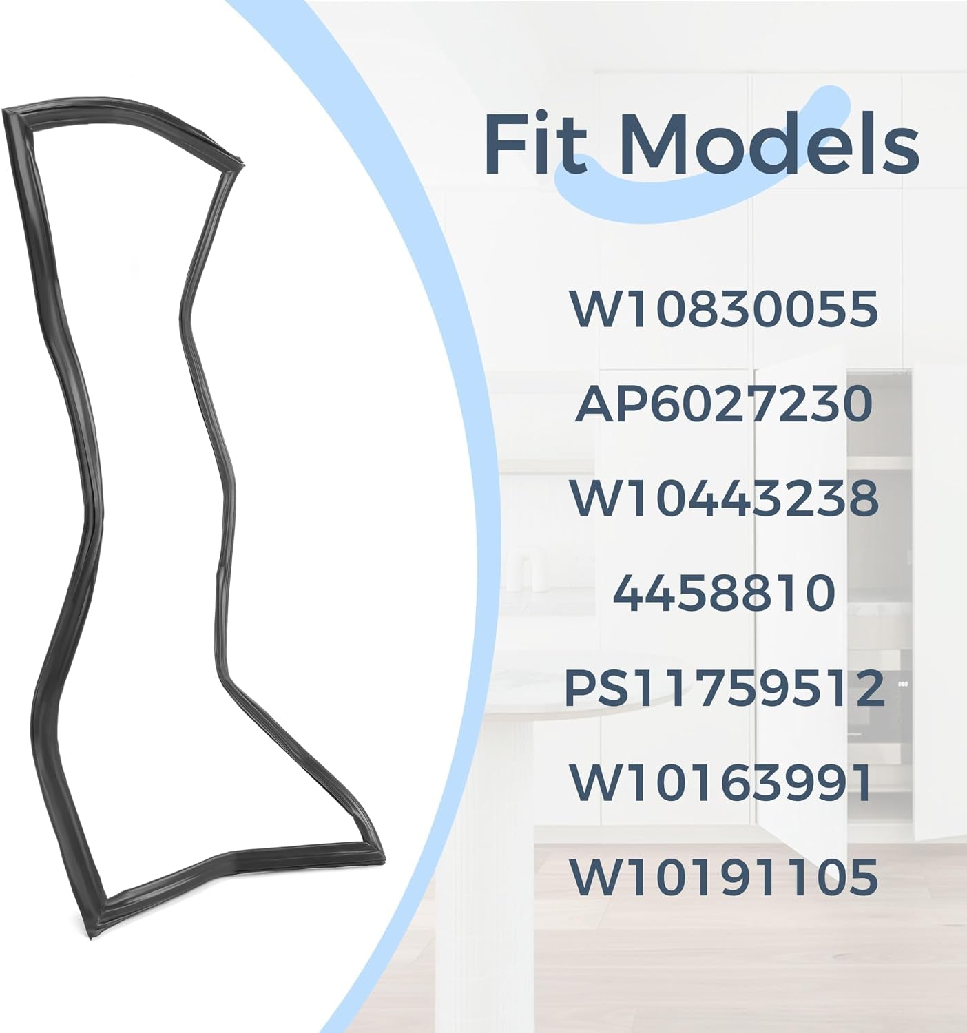 W10830055 Refrigerator French Door Gasket Seal Compatible with Whirlpool Refrigerator Freezer W10163991 W10191105 W10443238 AP6027230 Appliance Gasket Ap Door Ref Fd Replacement Only Black