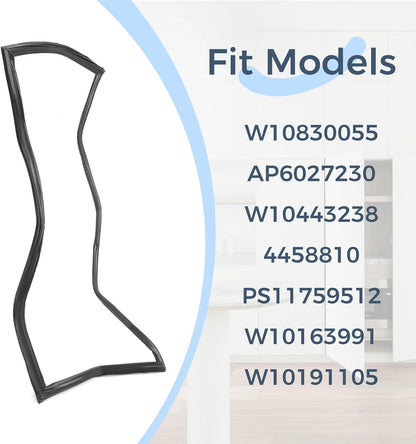 W10830055 Refrigerator French Door Gasket Seal Compatible with Whirlpool Refrigerator Freezer W10163991 W10191105 W10443238 AP6027230 Appliance Gasket Ap Door Ref Fd Replacement Only Black