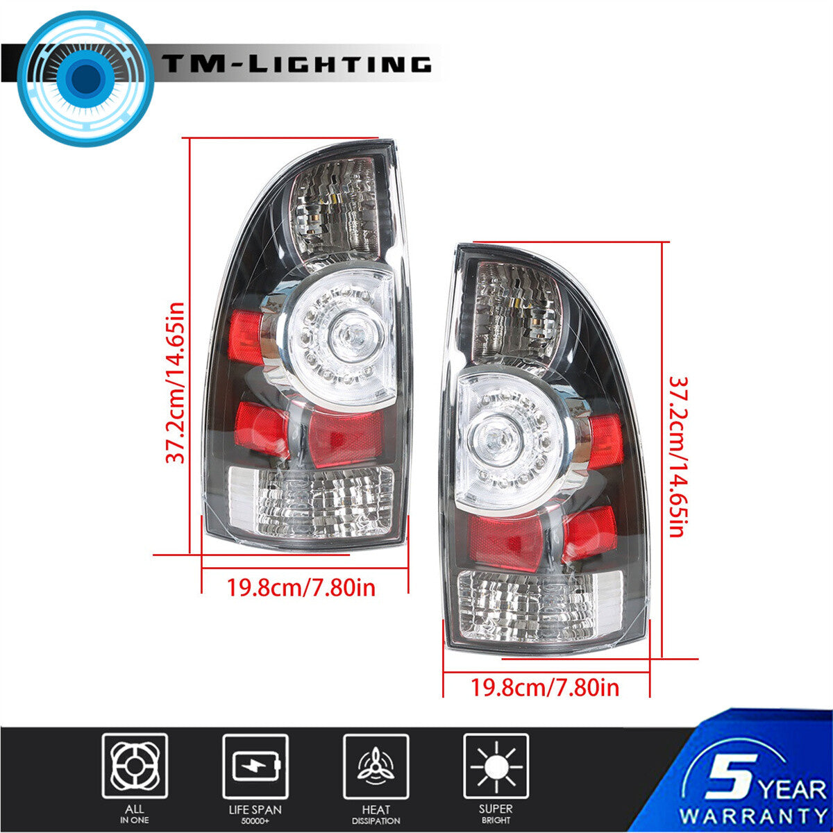 LH+RH Tail Lights Brake Lamps Assembly Pair Set for 05-15 Toyota Tacoma