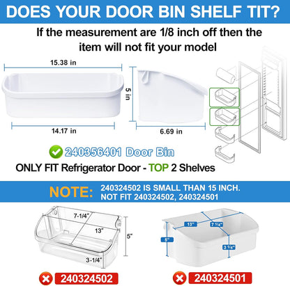 [2 PACK] UPGRADED 240356401 Refrigerator Door Bin Compatible with Frigidaire Door Shelf Replacement Parts FFHS2611PFEA FFSS2614QE6A FFHS2611LBPA FFSS2614QS4A AP2116036 PS430121 Refrigerator Door Shelf